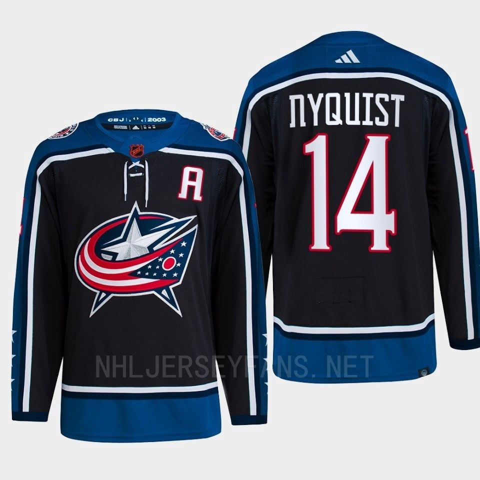 Gustav Nyquist 14 Reverse Retro 2.0 2022 Columbus Blue Jackets Navy Jersey Primegreen