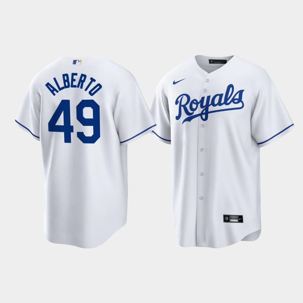 Hanser Alberto 49 Kansas City Royals White Home Player Jersey