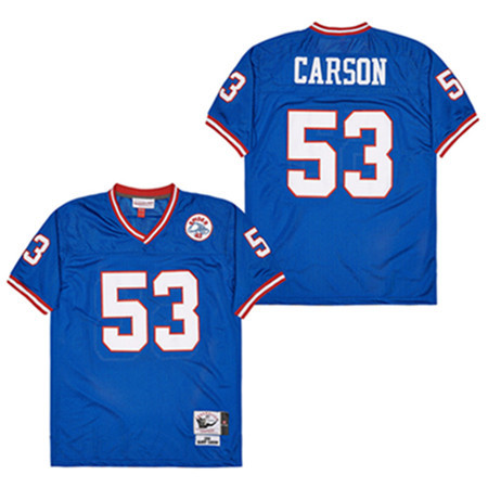 Harry Carson 53 New York Giants Spider Lockhart 43 Patch Throwback Men Jersey - Blue Js1208