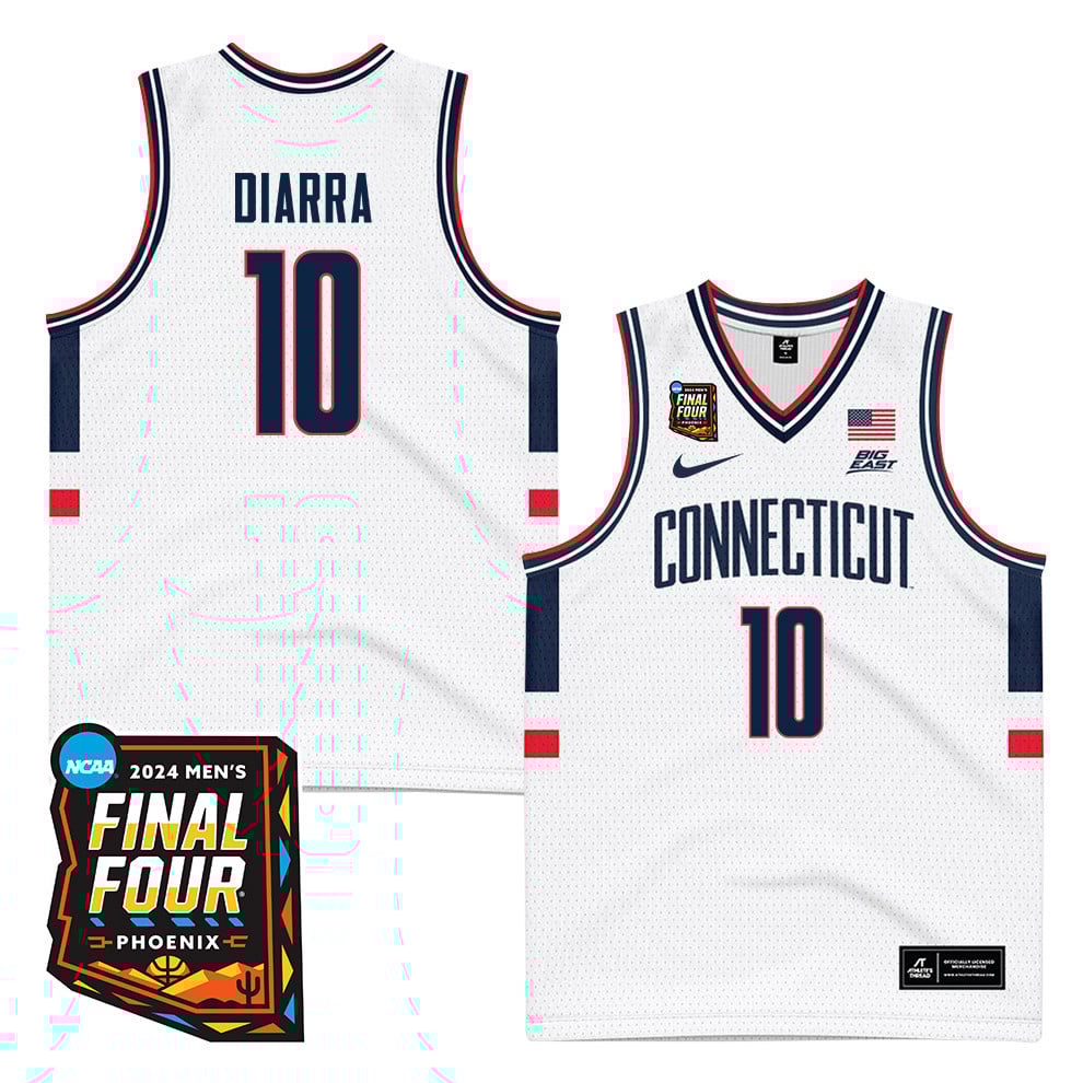 Hassan Diarra 10 Uconn Huskies 2024 Final Four Patch Men's Basketball Jersey - Unisex Jersey