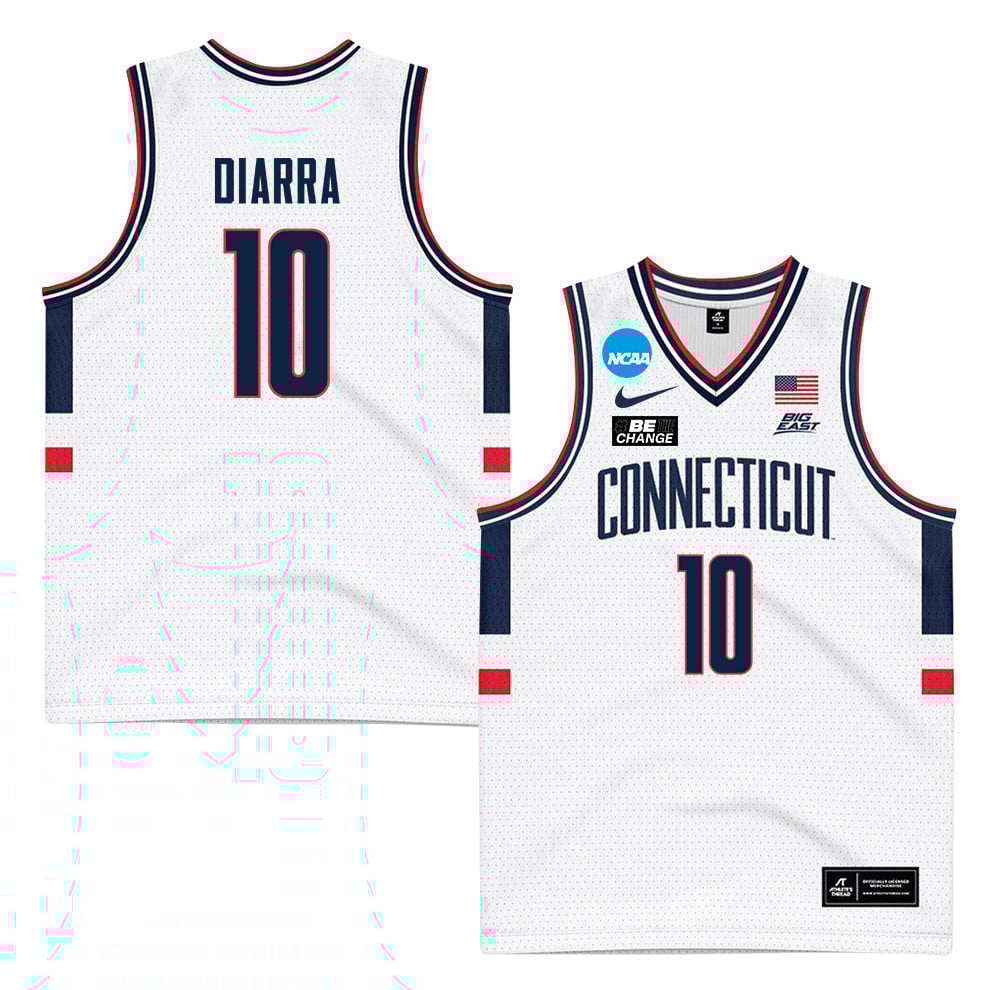 Hassan Diarra 10 Uconn Huskies 2024 Men's Basketball Jersey - White, Unisex Jersey