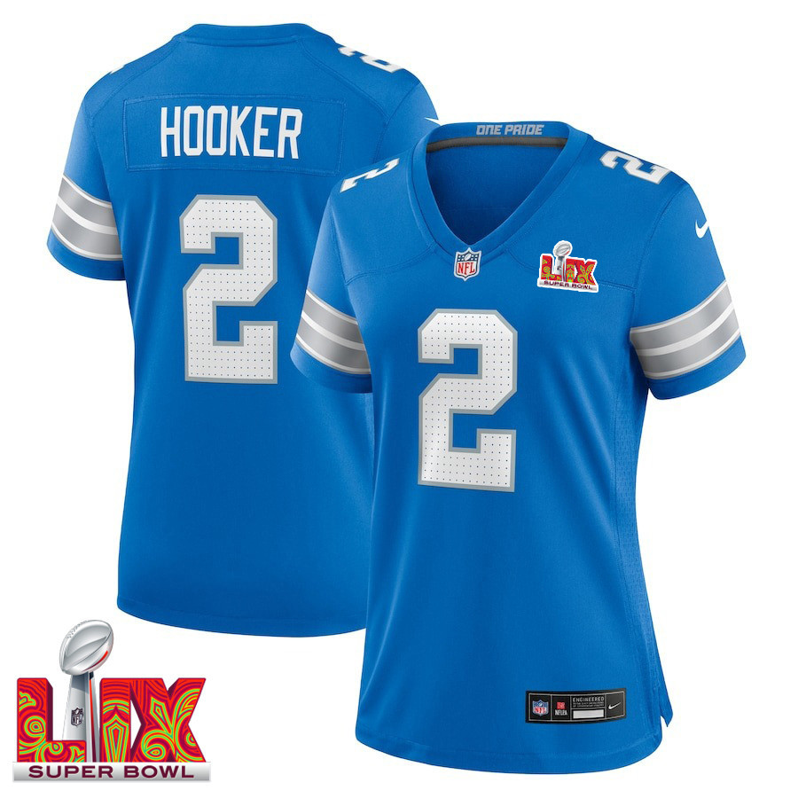 Hendon Hooker #2 Detroit Lions Super Bowl Lix Women's Jersey - Blue Js4943