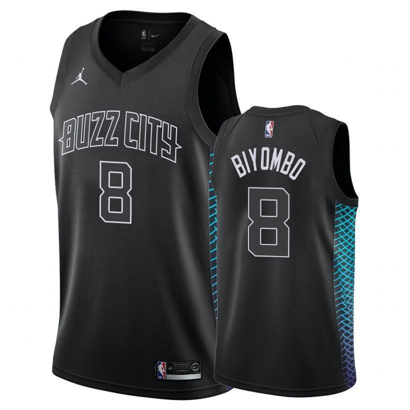 Hornets Male Bismack Biyombo 8 City Black Jersey