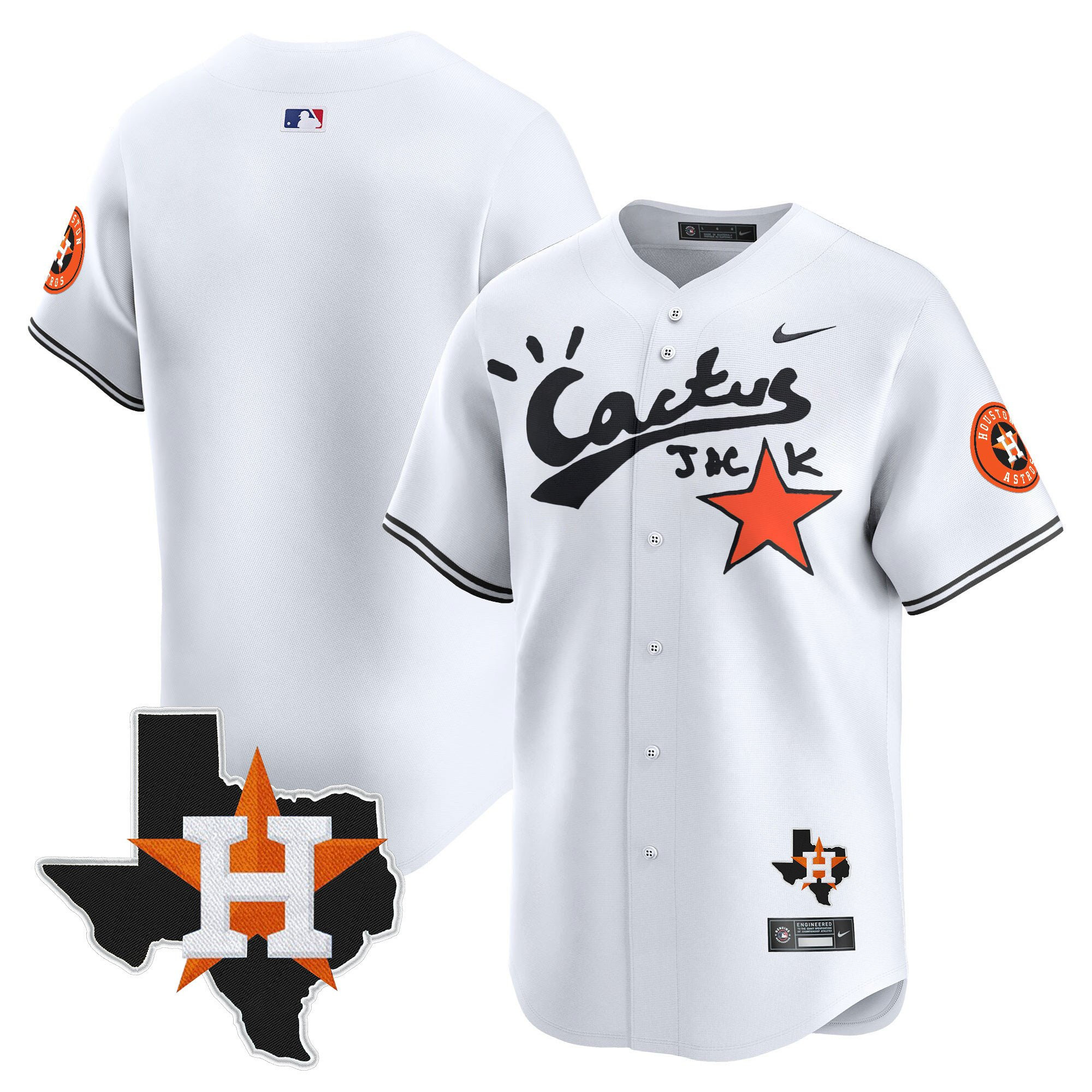 Houston Astros Cactus Jack Houston Patch Limited Jersey - Men, White