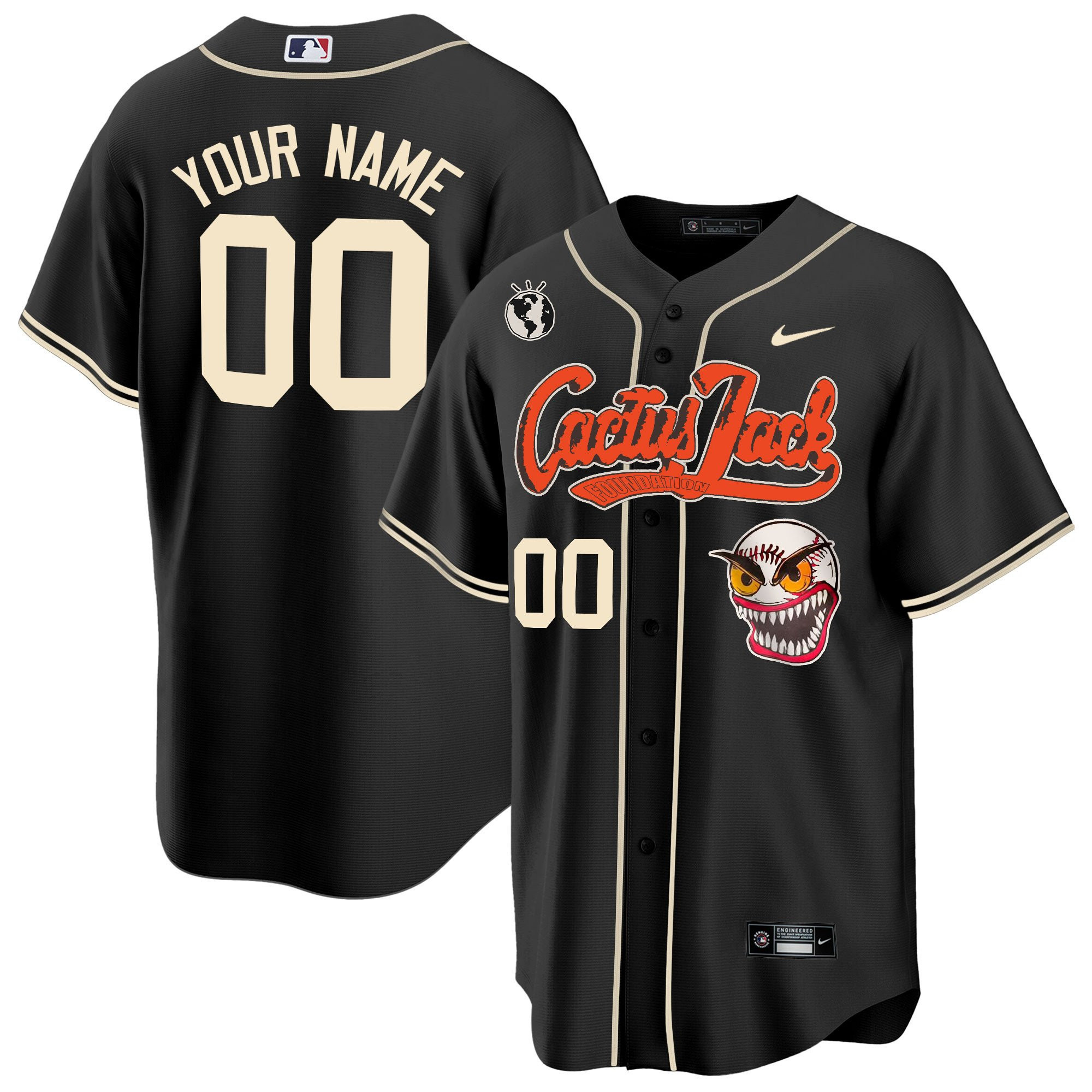 Houston Astros Cactus Jack Men Jersey Customized - Black