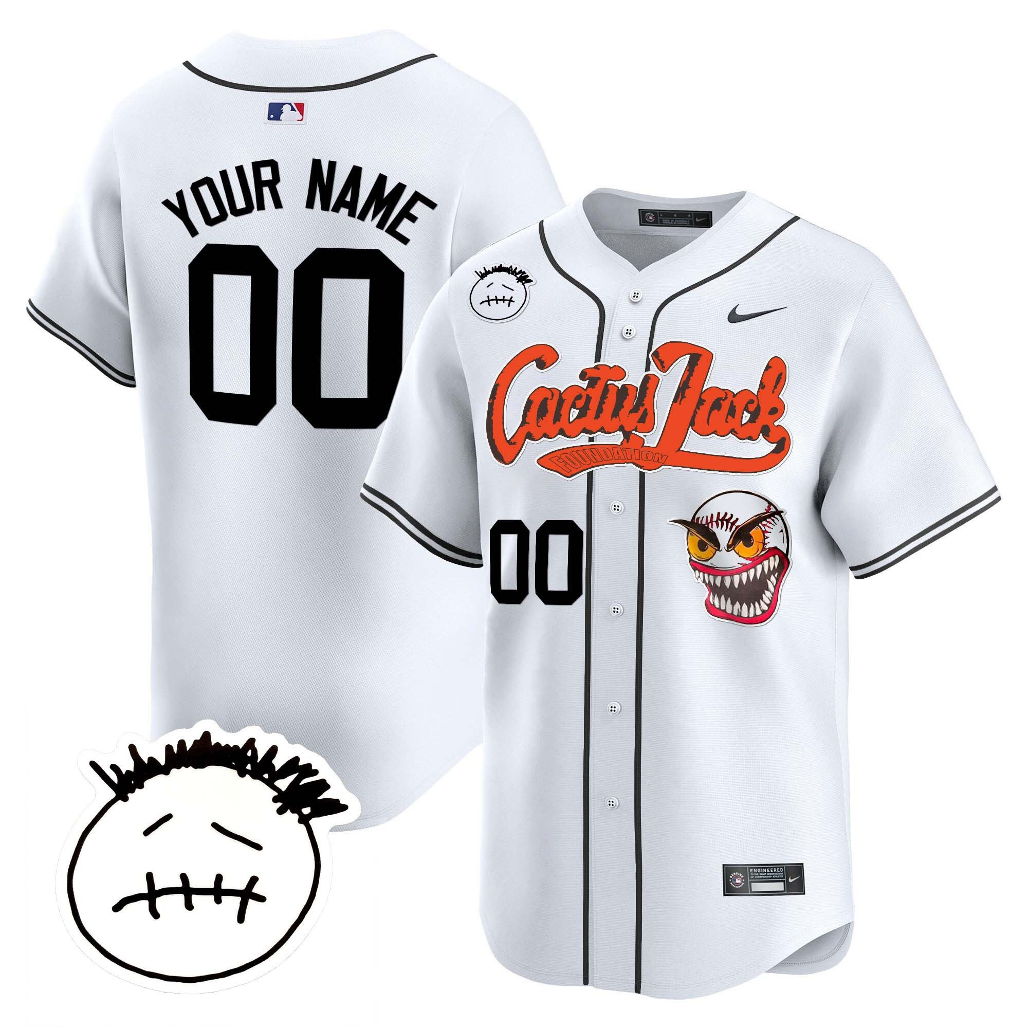 Houston Astros Cactus Jack Patch V3 Custom Men Jersey - White