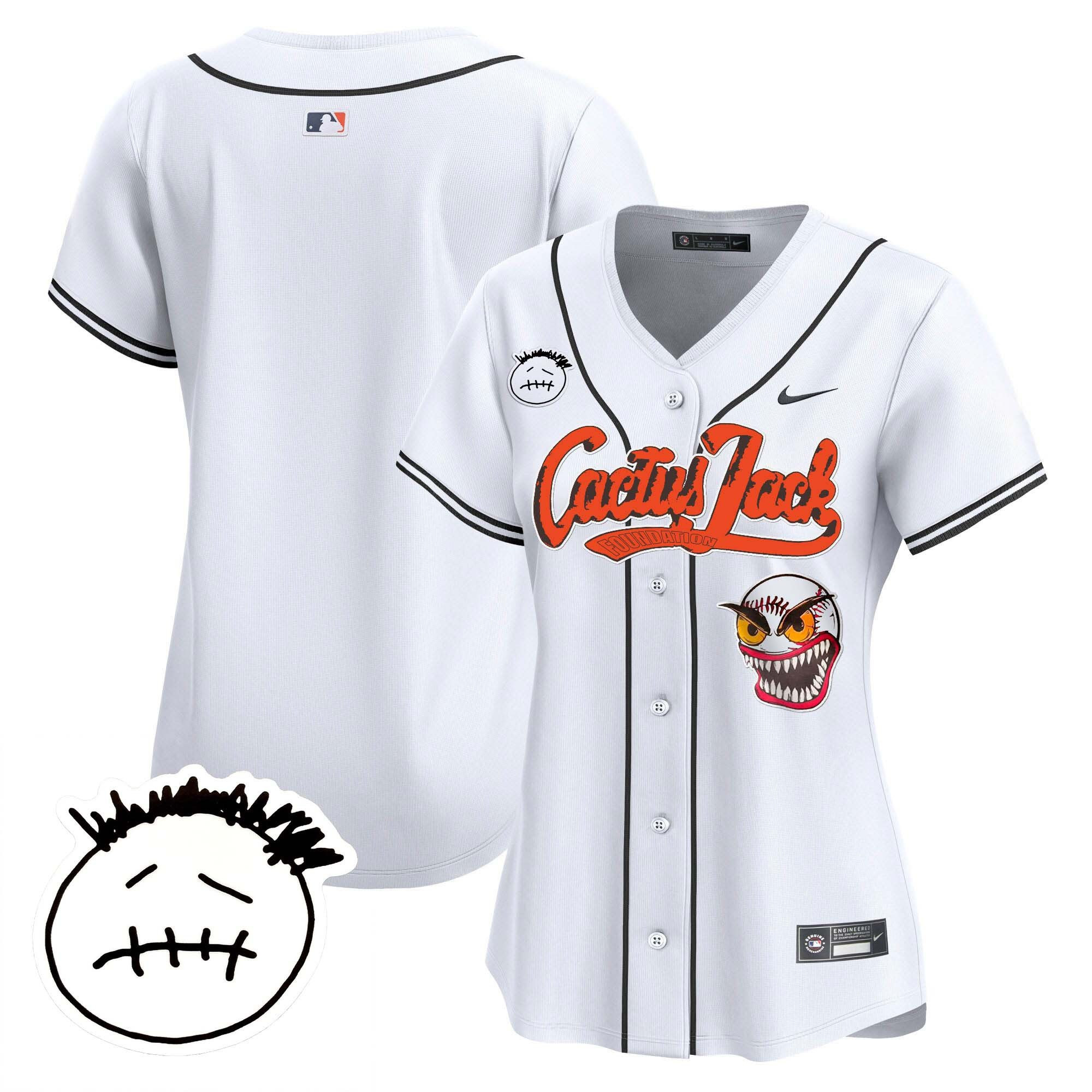 Houston Astros Cactus Jack Patch V3 Women Jersey - White