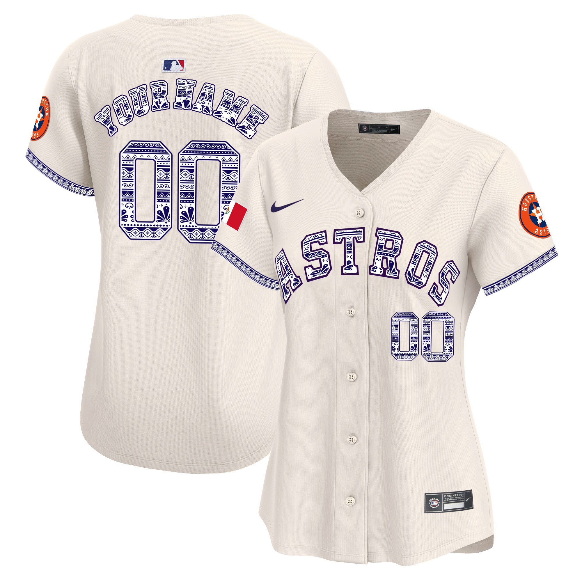 Houston Astros Mexico Custom Women Jersey - Cream