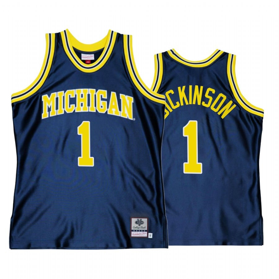 Hunter Dickinson 1 Michigan Wolverines Navy Jersey Throwback College Basketball
