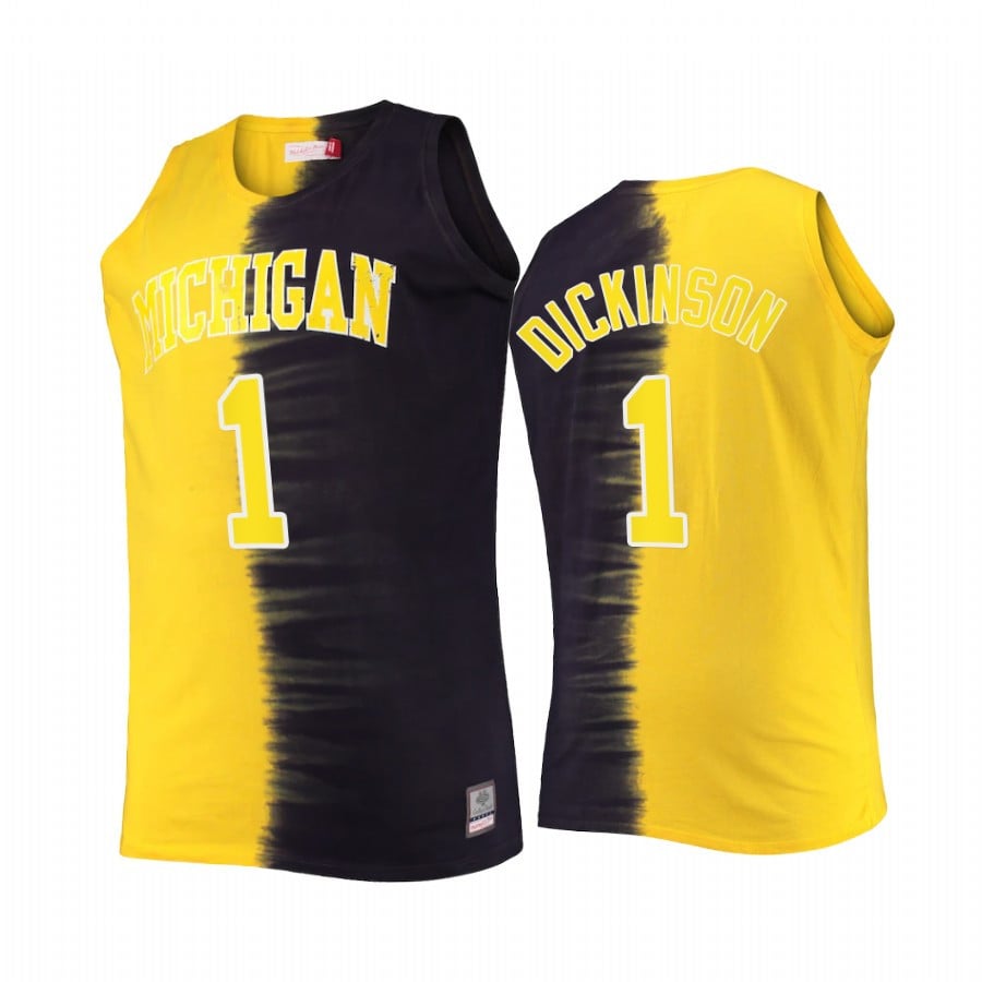 Hunter Dickinson 1 Michigan Wolverines Navy Maize Jersey Classic Tie-dye Color Crash