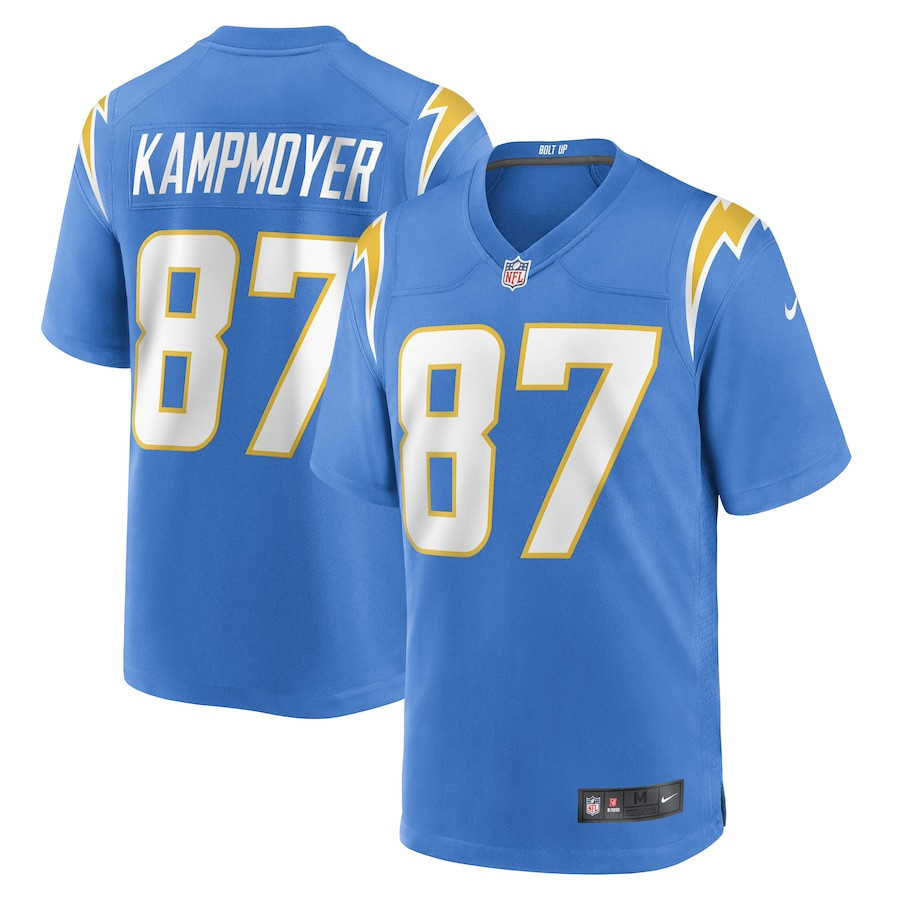 Hunter Kampmoyer 87 Los Angeles Chargers Team Game Men Jersey - Powder Blue Js9906