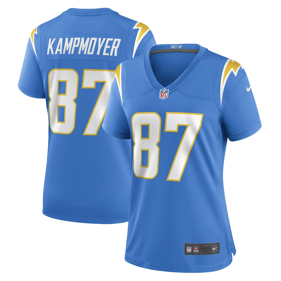 Hunter Kampmoyer 87 Los Angeles Chargers Women Game Jersey - Powder Blue Js6059
