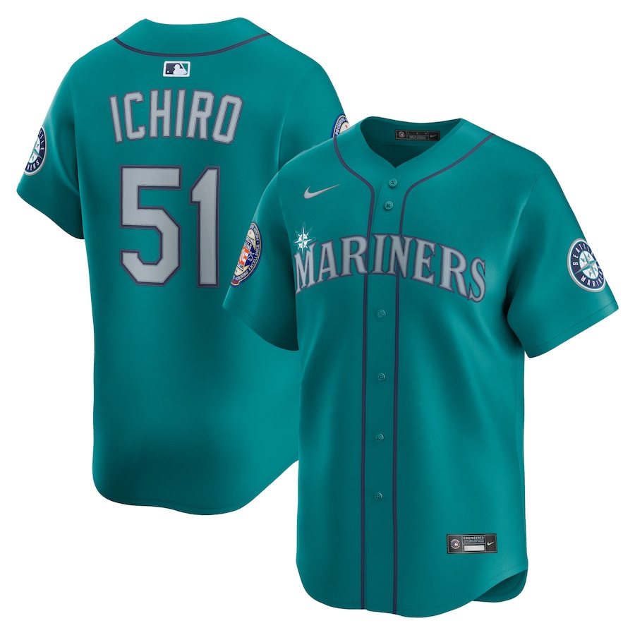 Ichiro Suzuki 51 Seattle Mariners 2025 National Baseball Hall Of Fame Alternate Limited Player Men Jersey - Aqua