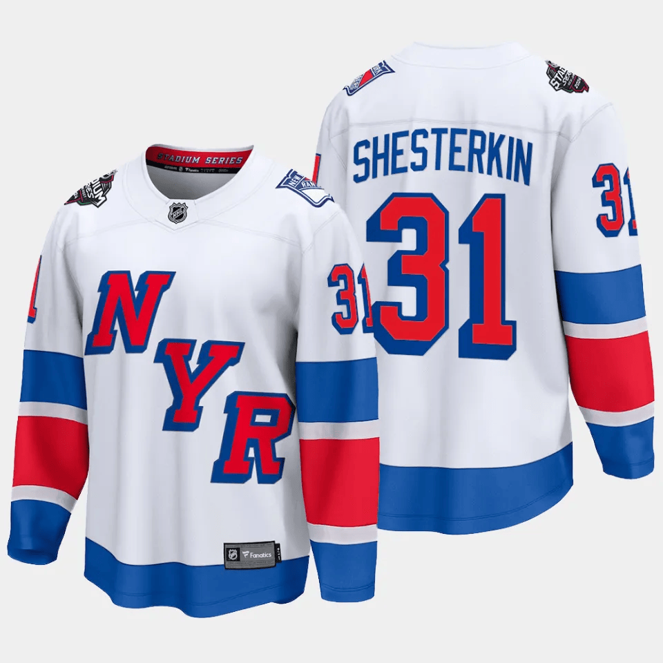 Igor Shesterkin 31 New York Rangers 2024 Stadium Series Patch Breakaway Jersey - Men, White