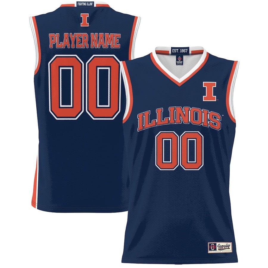 Illinois Fighting Illini Nil Men Basketball Custom Jersey - Navy