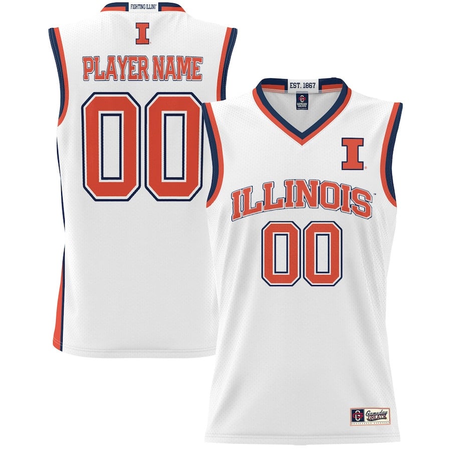 Illinois Fighting Illini Nil Men Basketball Custom Jersey - White