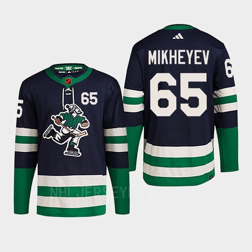 Ilya Mikheyev 65 Reverse Retro 2.0 2022 Vancouver Canucks Navy Jersey Primegreen
