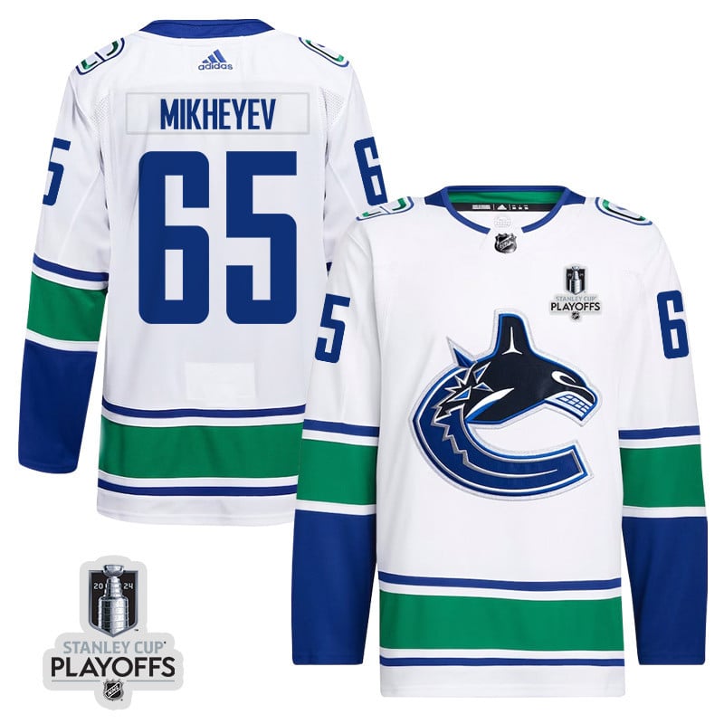 Ilya Mikheyev 65 Vancouver Canucks 2024 Nhl Playoffs Patch Away Jersey - Men, White