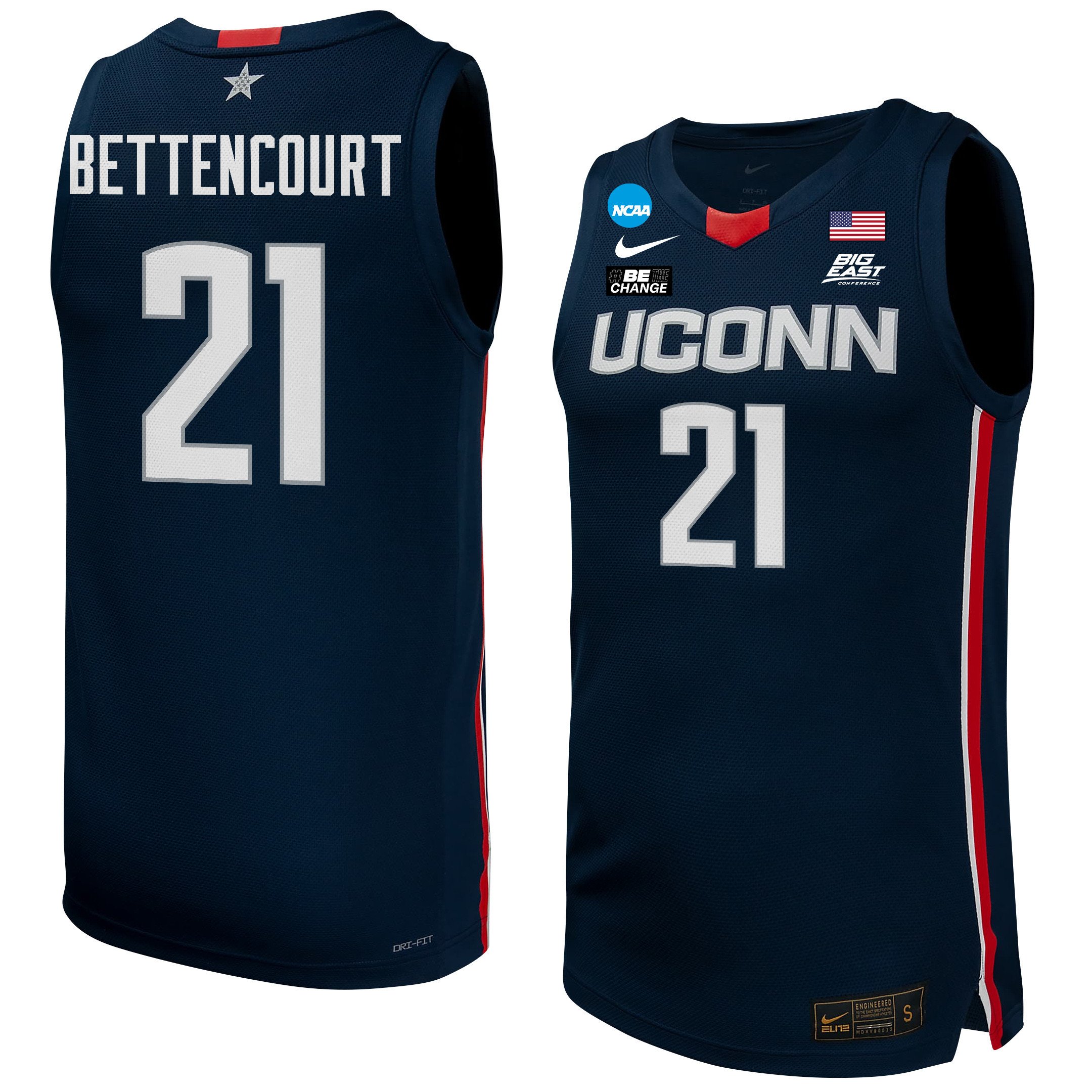 Ines Bettencourt 21 Uconn Huskies 2024 Women's Basketball Jersey - Navy, Unisex Jersey