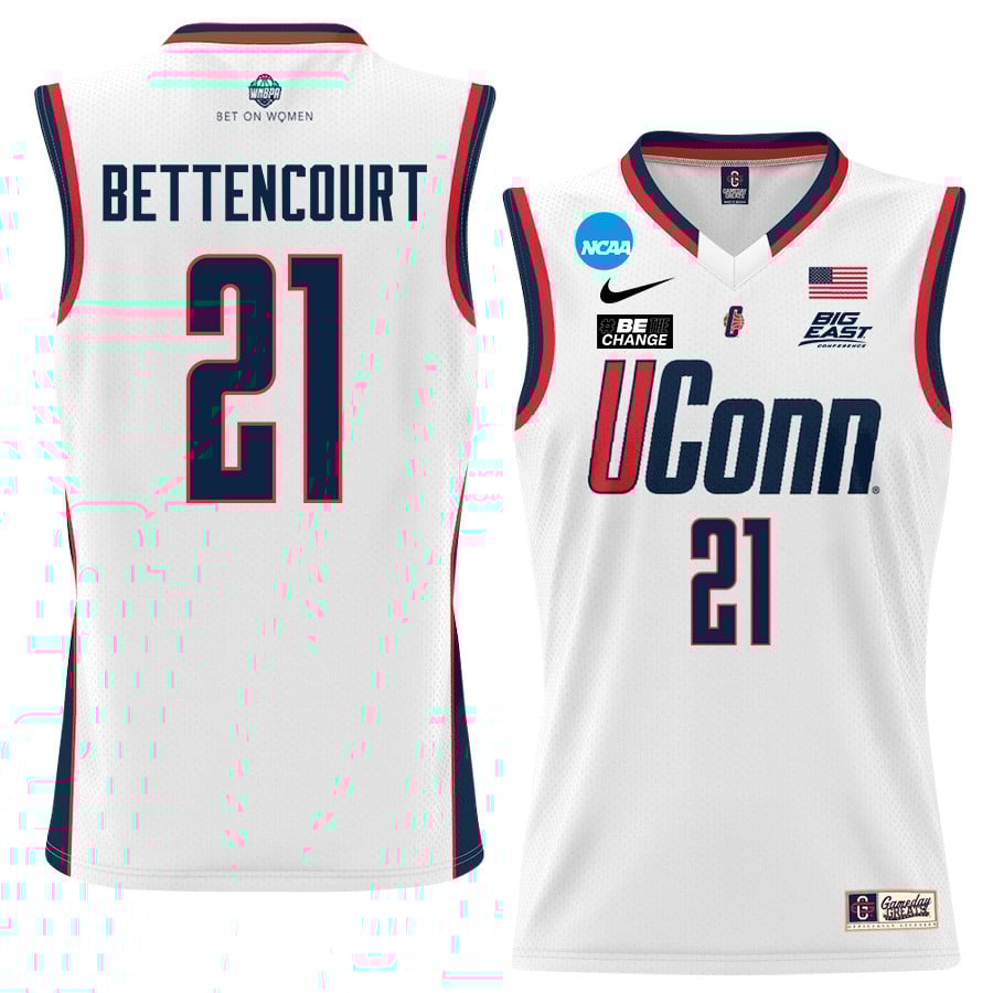 Ines Bettencourt 21 Uconn Huskies Women's Basketball Jersey - White, Unisex Jersey