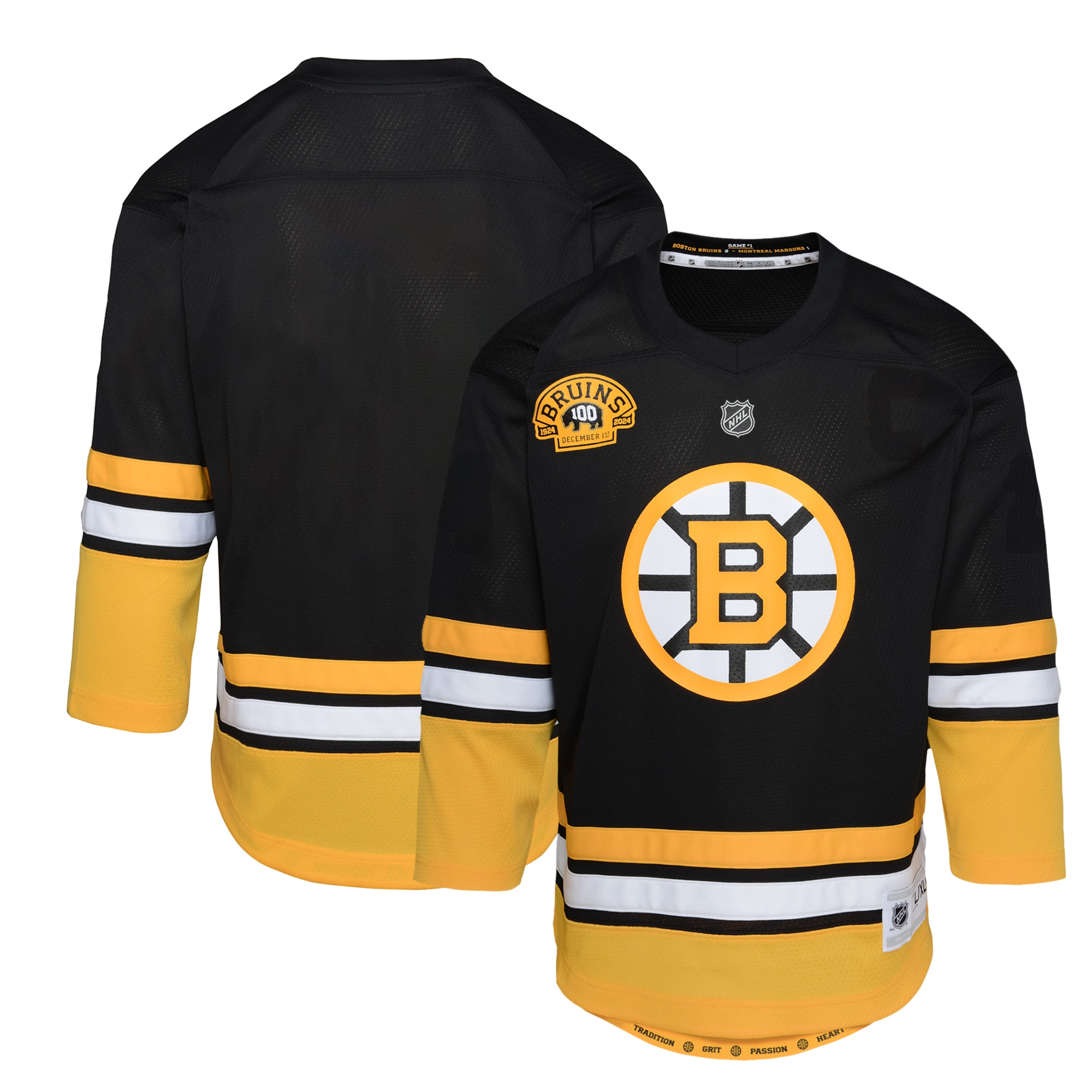 Infant Boston Bruins Black 100th Anniversary Jersey