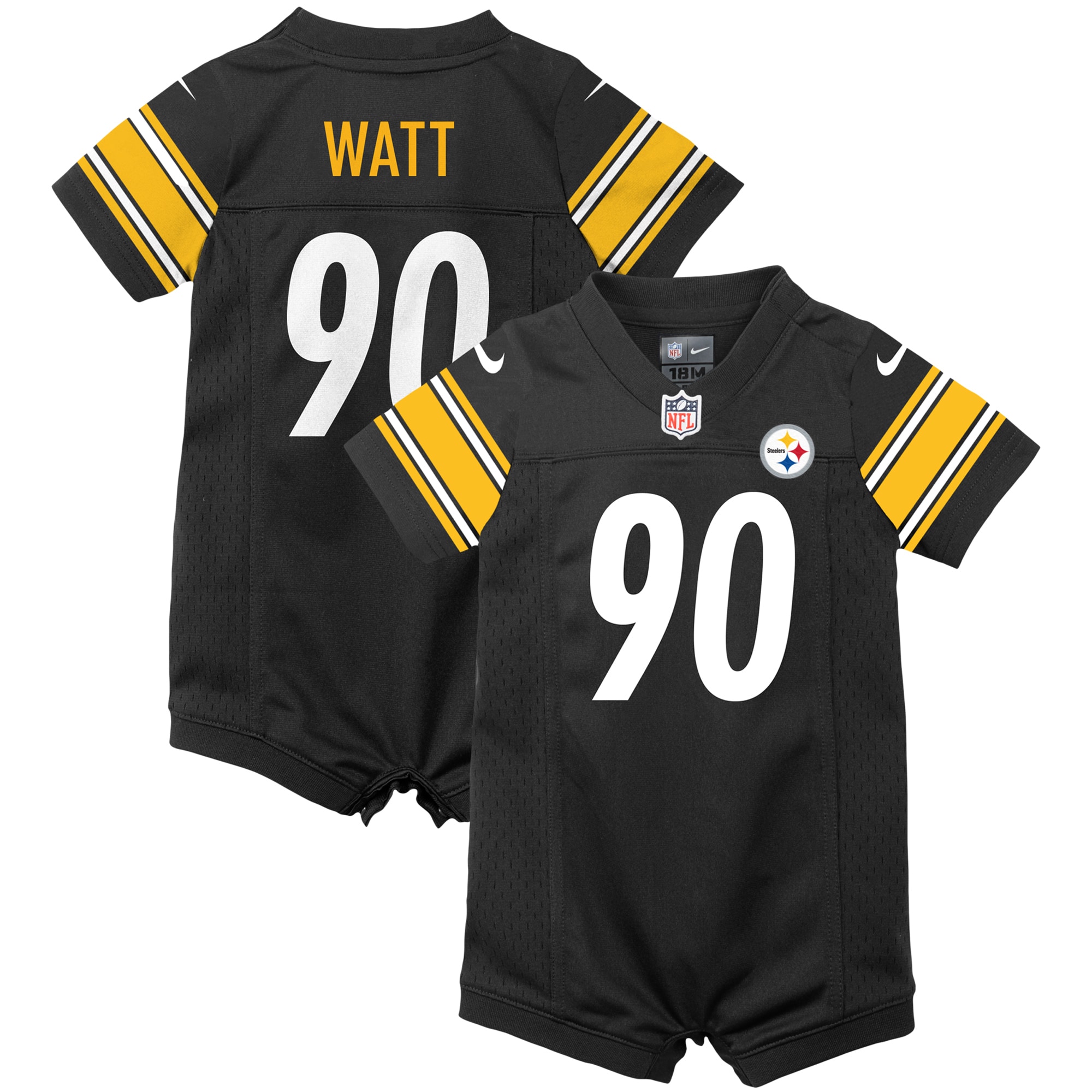 Infant Pittsburgh Steelers T.j. Watt Black Game Romper Jersey Js2787