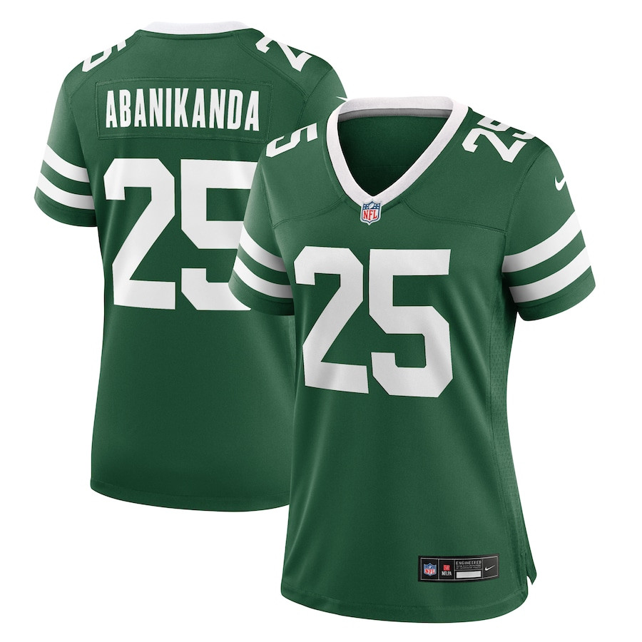 Israel Abanikanda 25 New York Jets Women's Team Game Jersey - Legacy Green Js1449