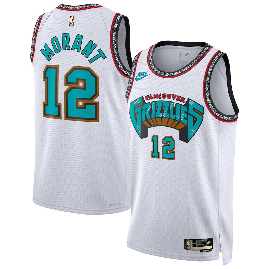 Ja Morant 12 Memphis Grizzlies Unisex 2024/25 Swingman Jersey - White - Classic Edition