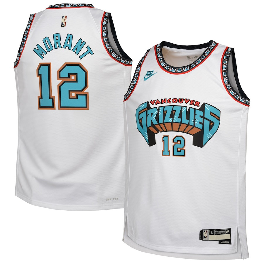 Ja Morant 12 Memphis Grizzlies Youth 2024/25 Swingman Jersey - White - Classic Edition