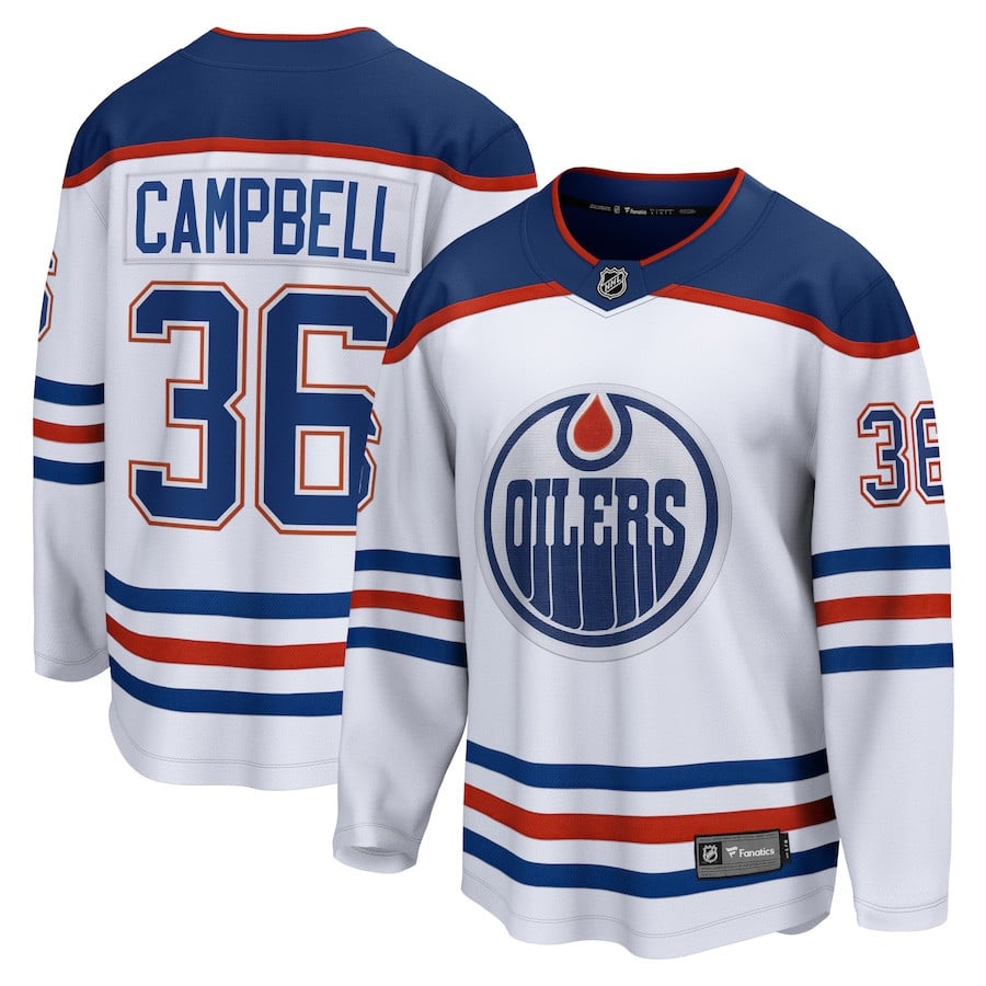 Jack Campbell 36 Edmonton Oilers Away Breakaway Jersey - Men, White