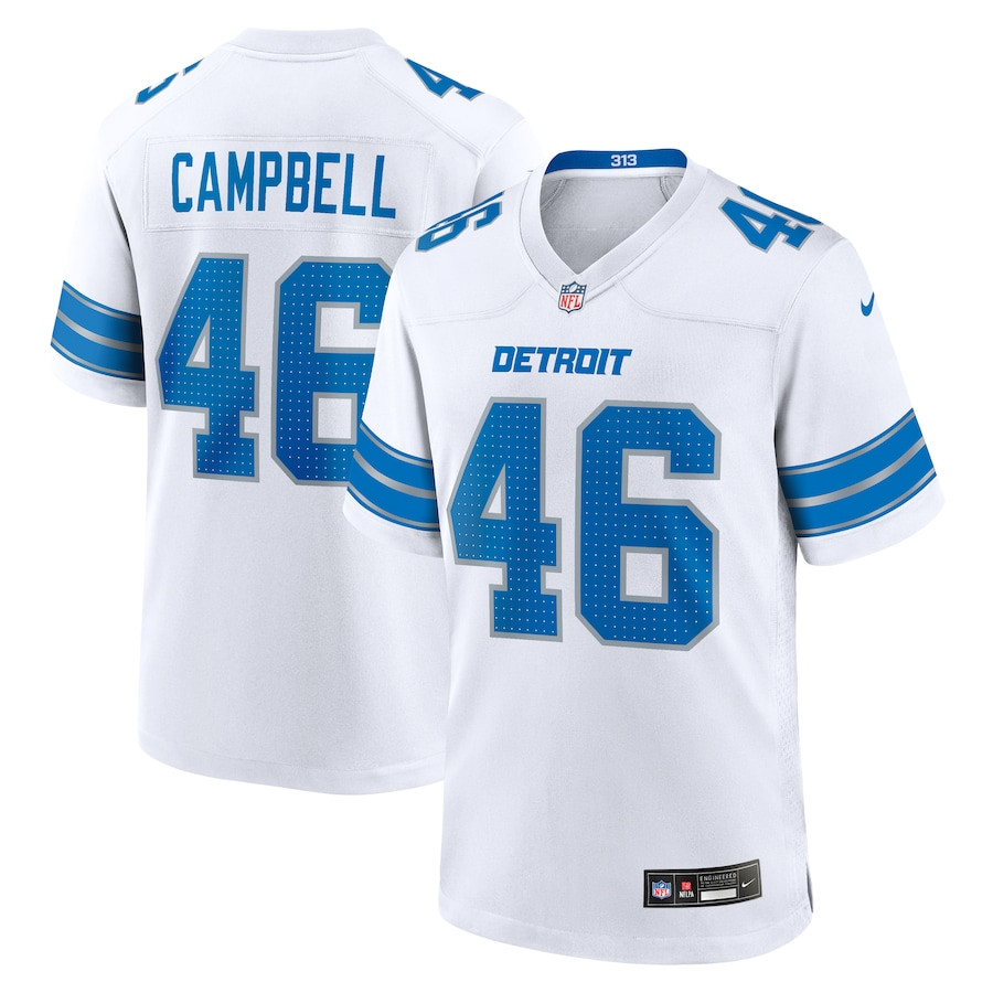 Jack Campbell 46 Detroit Lions White Game Men Jersey - White Js1639