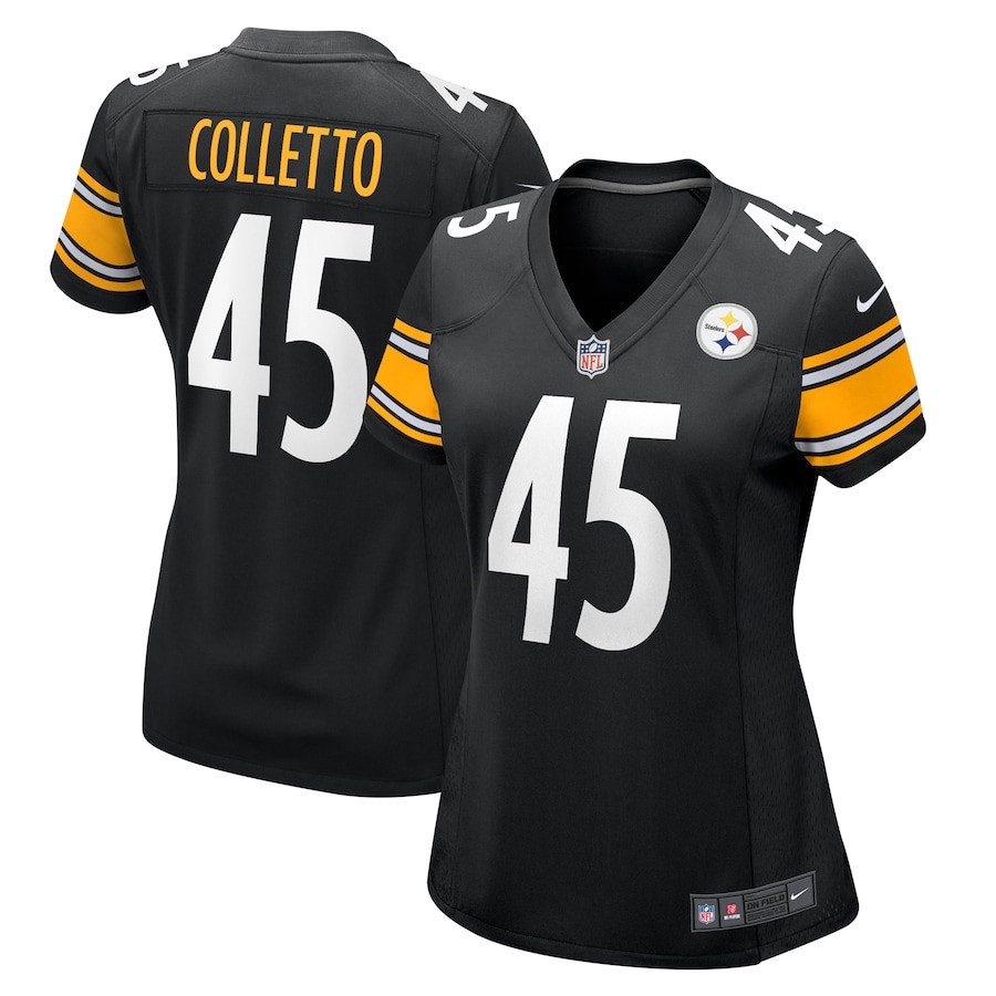 Jack Colletto 45 Pittsburgh Steelers Game Women Jersey - Black Js4611