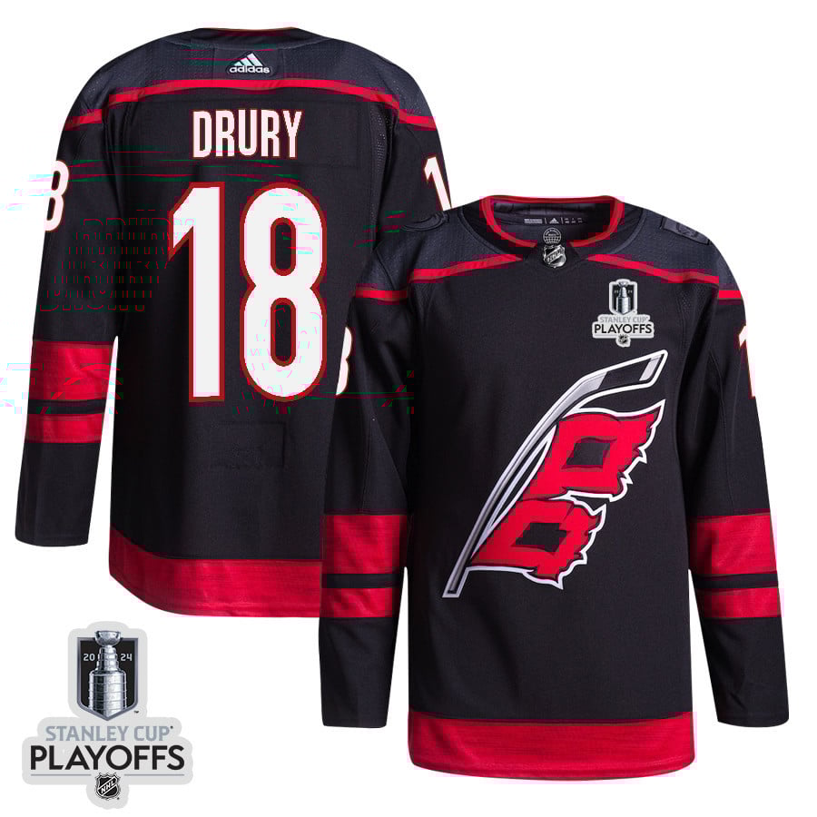 Jack Drury 18 Carolina Hurricanes 2024 Nhl Playoffs Patch Home Jersey - Men, Black