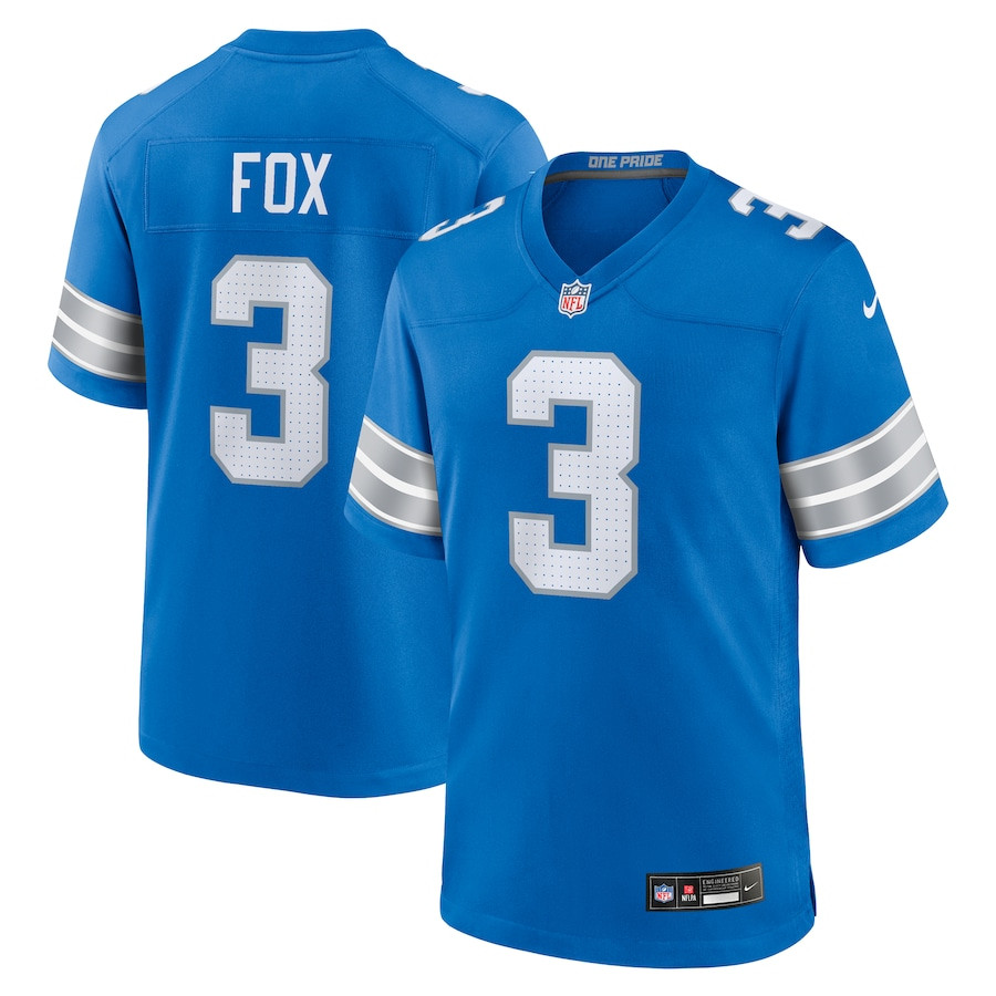 Jack Fox 3 Detroit Lions Team Game Men Jersey - Blue Js3276