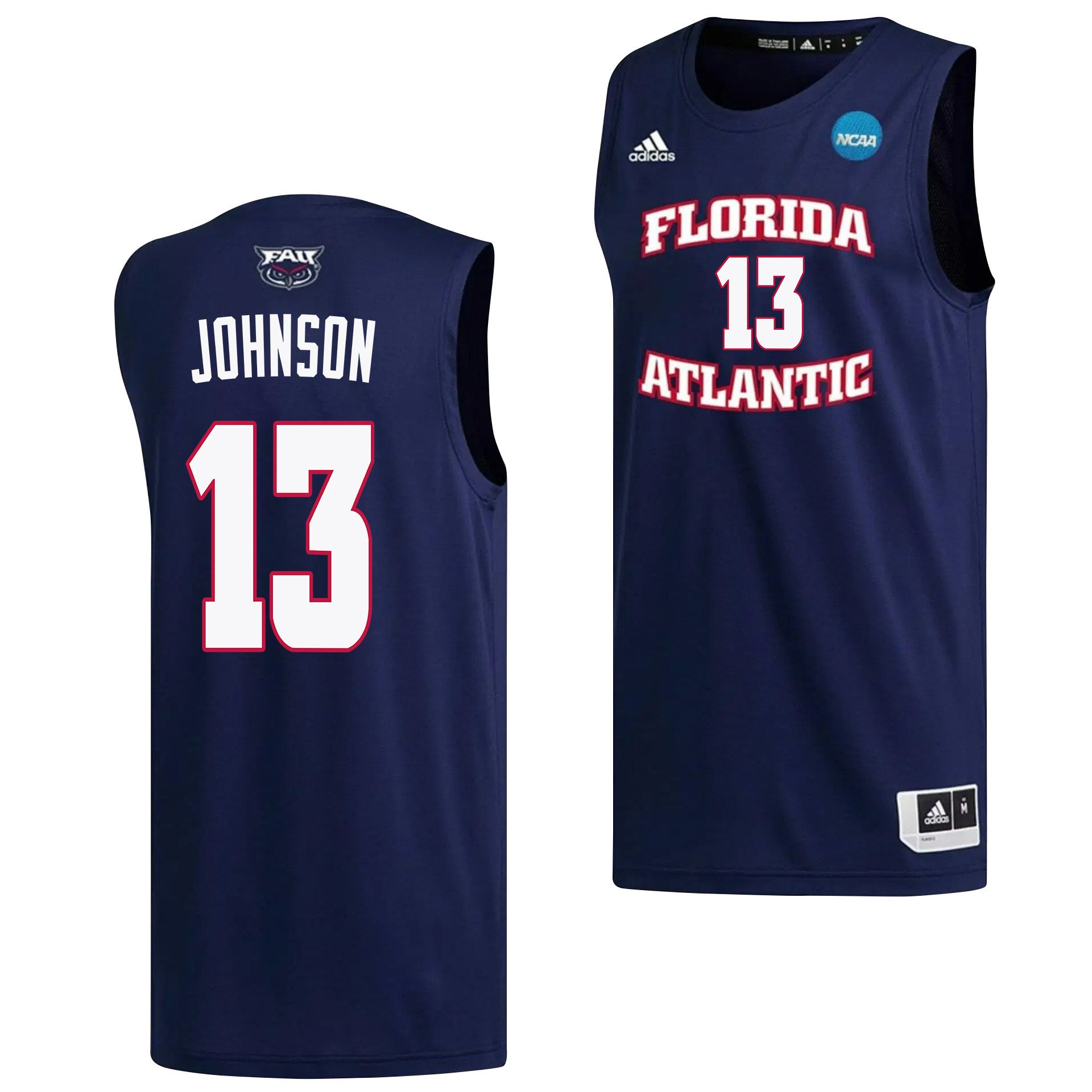 Jack Johnson 13 Fau Owls 2023 March Madness Basketball Men Jersey- Navy