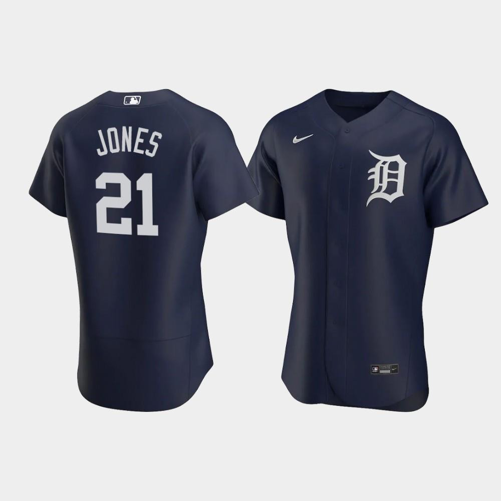 Jacoby Jones 21 Detroit Tigers Team Logo Navy Alternate Jersey