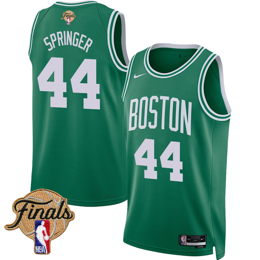 Jaden Springer 44 Boston Celtics 2024 Finals Patch Icon Edition Jersey - Kelly Green