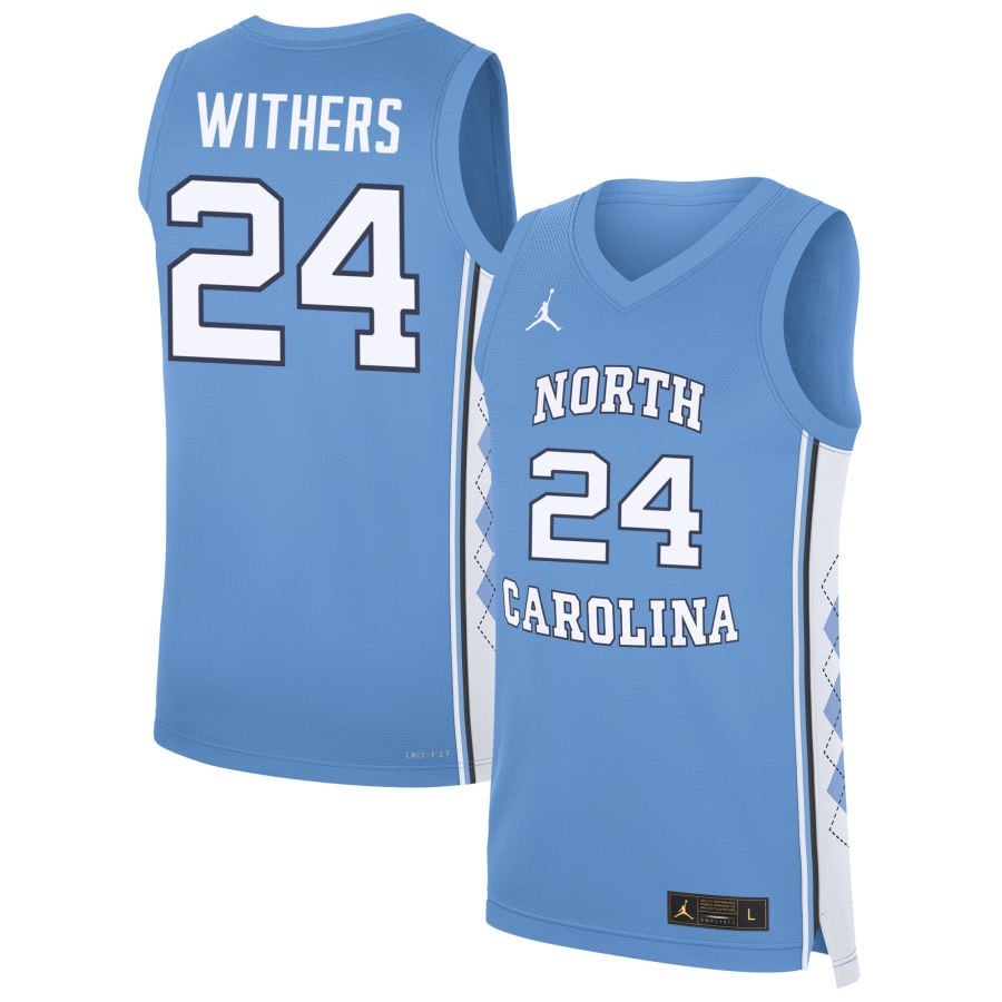 Jaelyn Withers 24 North Carolina Tar Heels Basketball Men Jersey - Carolina Blue