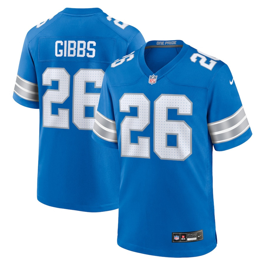 Jahmyr Gibbs 26 Detroit Lions Game Jersey - Men, Blue Js9047