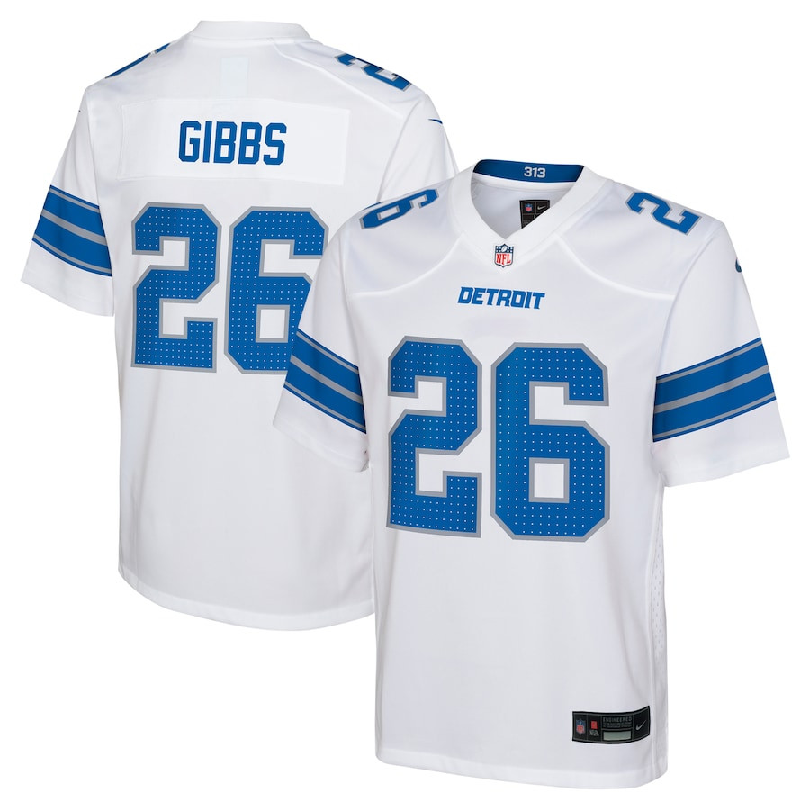 Jahmyr Gibbs 26 Detroit Lions Player Game Youth Jersey - White Js7518