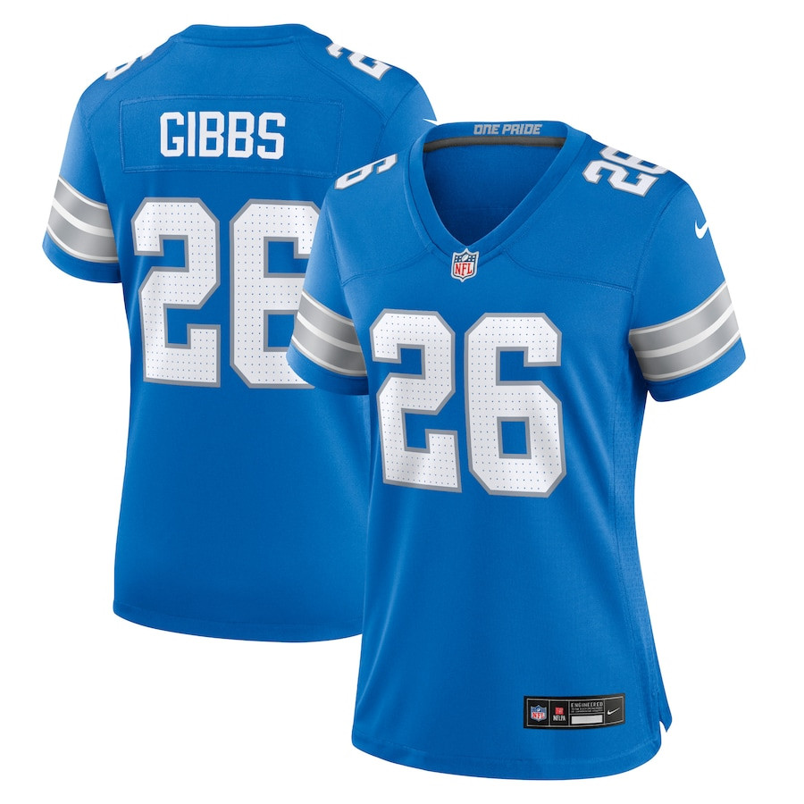 Jahmyr Gibbs 26 Detroit Lions Women's Team Game Jersey - Blue Js6274
