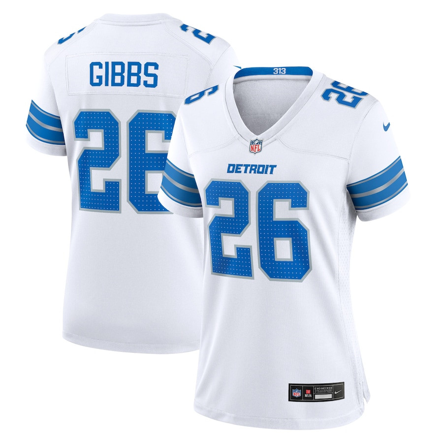 Jahmyr Gibbs 26 Detroit Lions Women's White Game Jersey - White Js2764