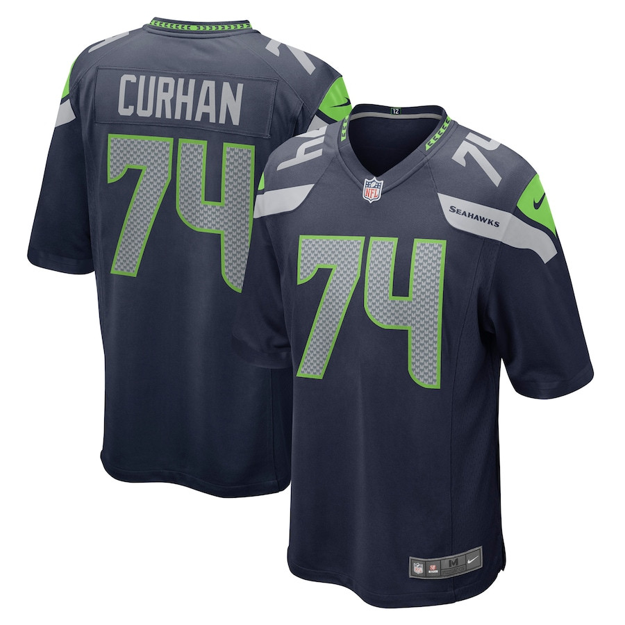 Jake Curhan 74 Seattle Seahawks Men Game Jersey - College Navy Js8878