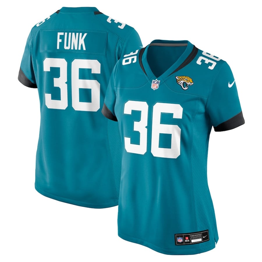 Jake Funk 36 Jacksonville Jaguars Women's Team Game Jersey - Teal Js8227
