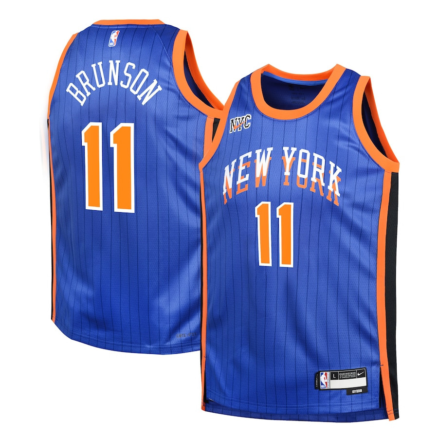 Jalen Brunson 11 New York Knicks 2023/24 City Edition Swingman Youth Jersey - Blue