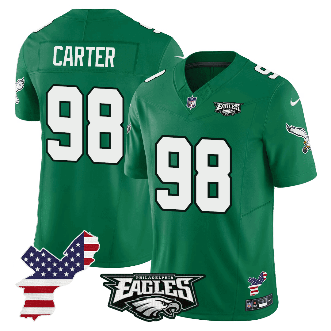 Jalen Carter 98 Philadelphia Eagles Philadelphia Patch Alternate Game Men Jersey - Kelly Green Js5371