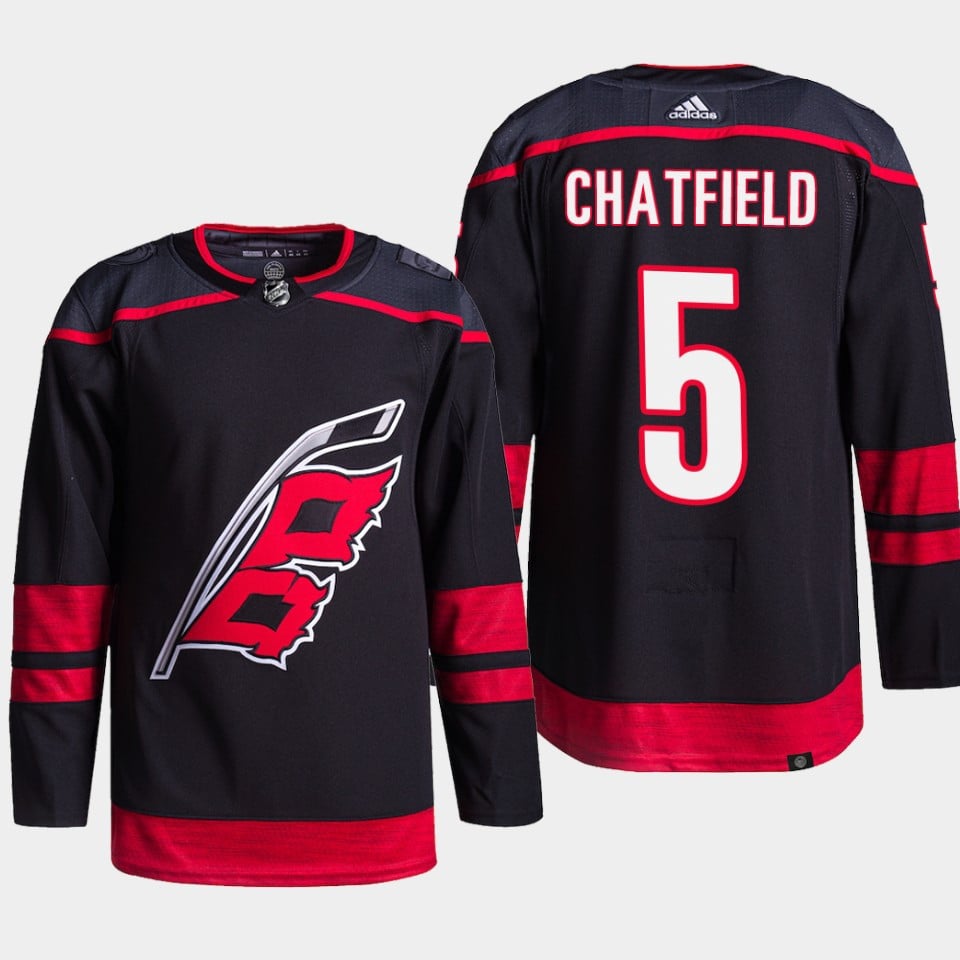 Jalen Chatfield 5 Carolina Hurricanes Black Jersey Primegreen Alternate