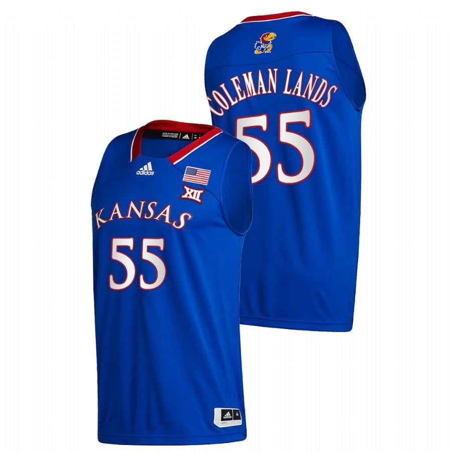 Jalen Coleman-lands 55 Blue Kansas Jayhawks 2023 Away College Basketball Jersey