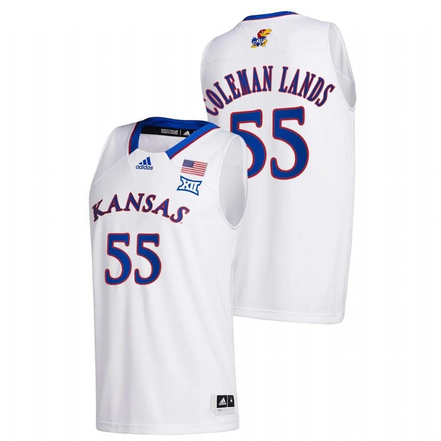 Jalen Coleman-lands 55 Kansas Jayhawks 2023 White College Basketball Home Jersey