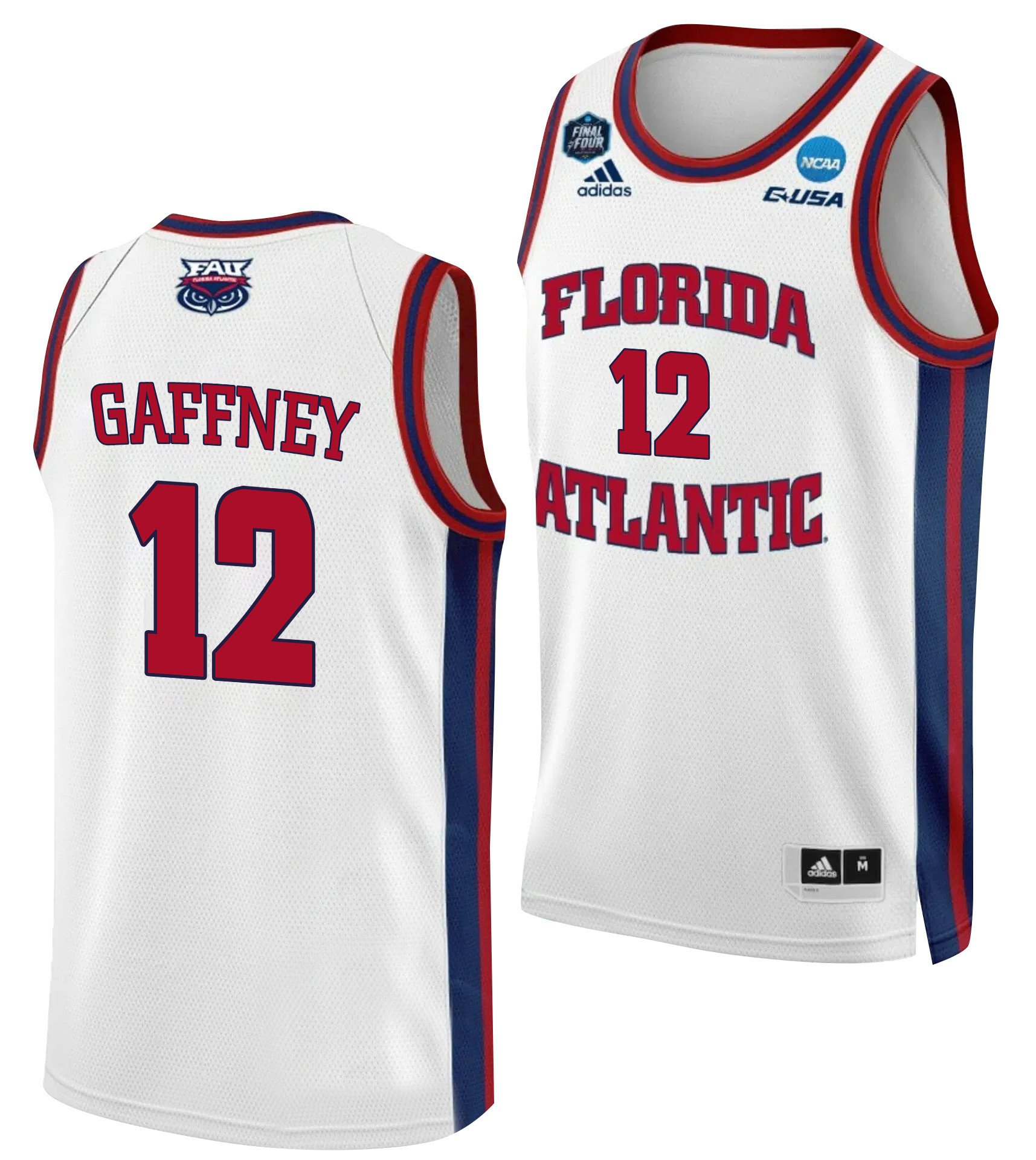 Jalen Gaffney 12 Fau Owls 2023 Final Four Basketball Men Jersey- White